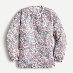 J. Crew Cotton Button-Down Liberty Fabric in Faraway Plum Floral Top Size XS